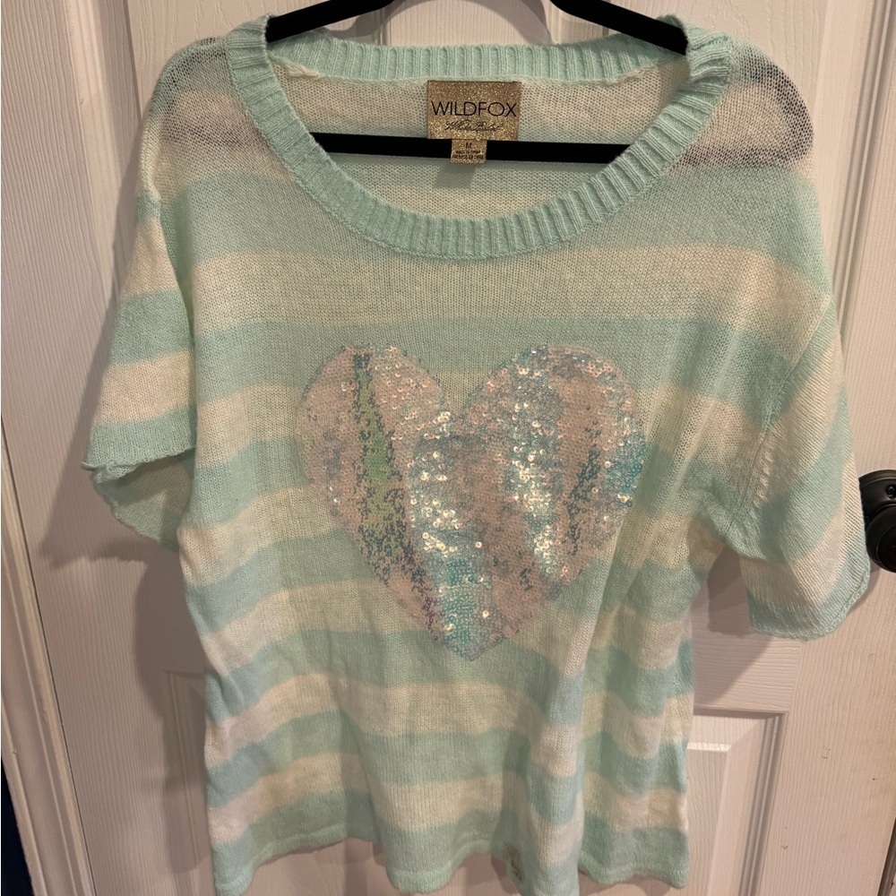 Wildfox short sleeve heart sweater
